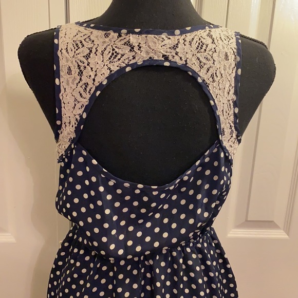 Papaya | women’s dress | polka dot | blue-white | small - Picture 5 of 6